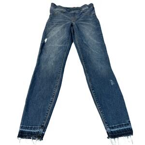 COPY - Spanx Women's Skinny Slightly Distressed Raw Hem Pull On Jeans Size Small